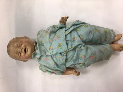 Lot 1861 - Two Armand Marseille bisque porcelain Dream baby dolls and one other, together with antique doll's and Babis clothes