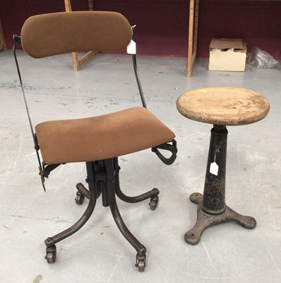 Lot 859 - Vintage machinists industrial chair, together with a machinists stool