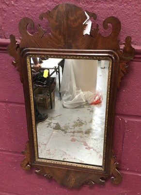 Lot 861 - George I style mahogany fret carved wall mirror, 69 x 40cm