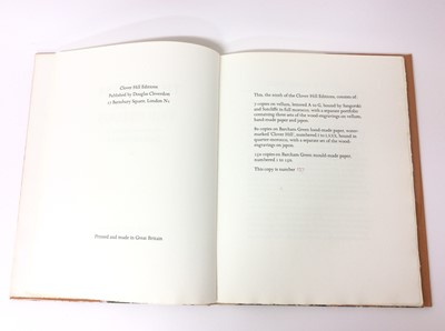Lot 3 - The Chester Play of The Deluge, ill. David Jones, London, Clover Hill Editions, 1977, limited to 250 copies