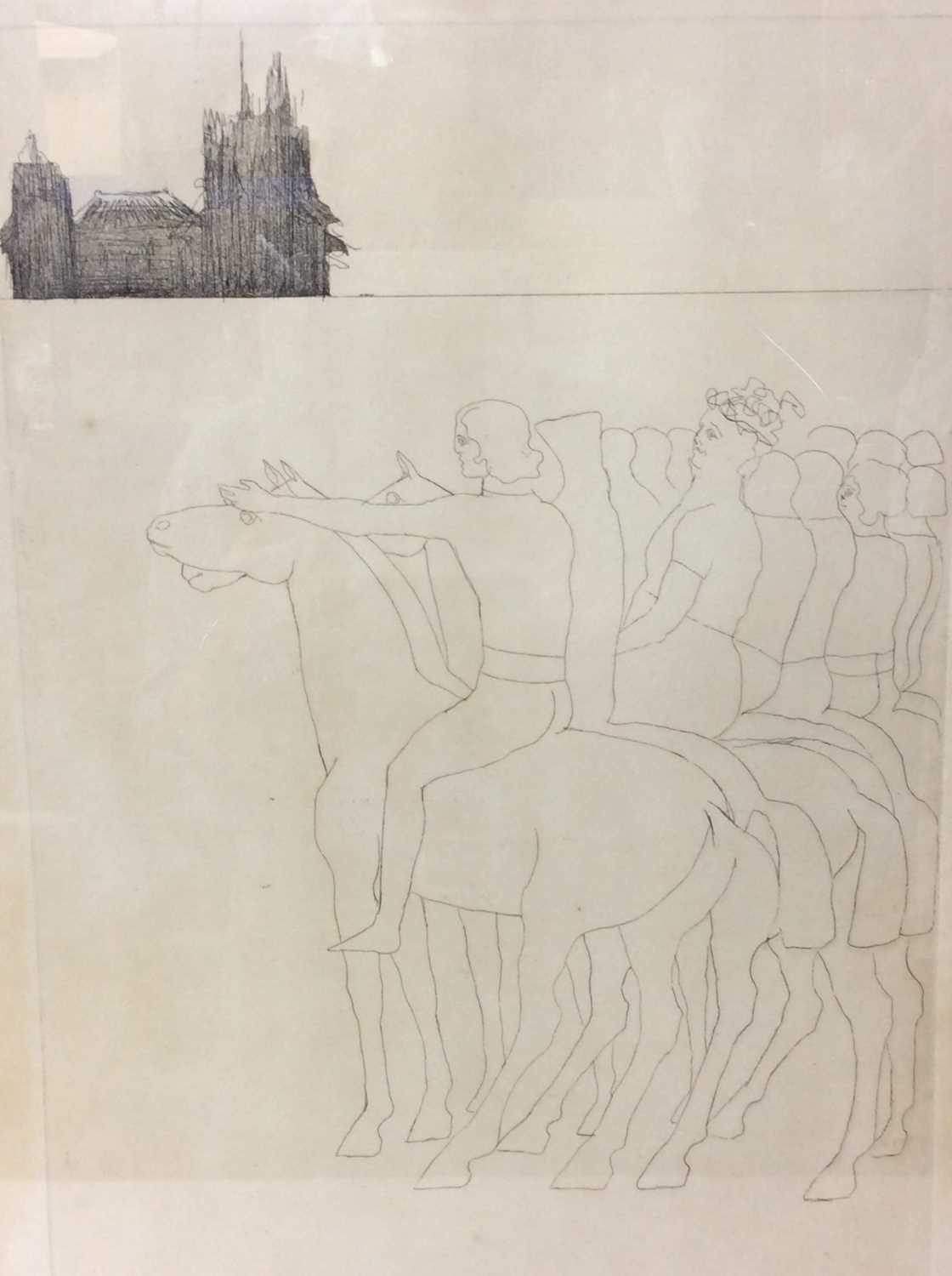 Lot 1197 - *Dame Elisabeth Frink (1930-1993) etching - Arrival at Canterbury