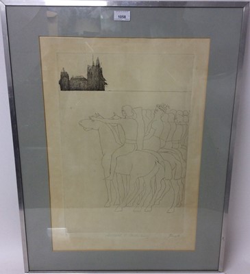 Lot 1197 - *Dame Elisabeth Frink (1930-1993) etching - Arrival at Canterbury