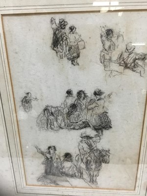 Lot 23 - Attributed to David Cox (1785-1859) charcoal sketch, Figures