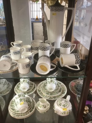 Lot 169 - Portmeirion Greek Key coffe ware designed by Susan Williams Ellis, Coalport Revelry coffee set, and a Wedgwood Santa Clara tea set