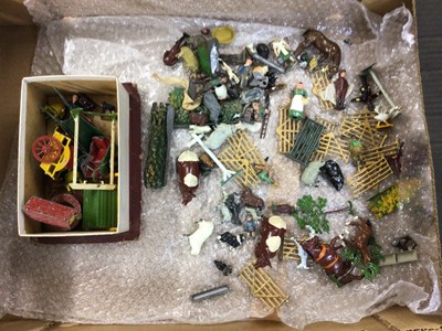 Lot 2436 - Britain's Lead farmyard selection including  Scare Crow, figures, animals, fencing, building, carts etc.