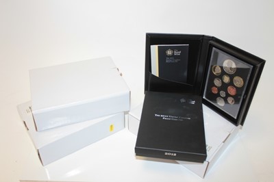 Lot 537 - G.B. - Royal Mint issued ten coin proof sets 2012 x 4 (in boxes of issue with Certificates of Authenticity) (4 coin sets)