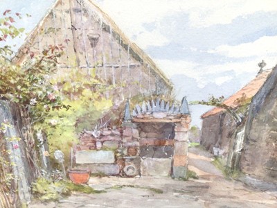 Lot 87 - Late Victorian English School watercolour - a rural village, 16cm x 25cm, in glazed frame