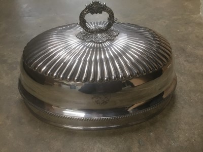 Lot 160 - 19th century silver plated meat cover, with engraved armorial