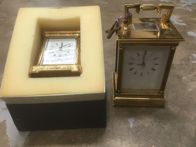 Lot 174 - Large brass carriage clock by Matthew Norman, London together with a boxed carriage clock by Matthew Norman