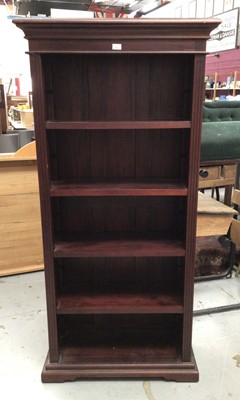 Lot 867 - Hardwood open bookcase with four adjustable shelves on plinth base H180.5, W87, D36cm