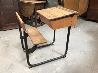 Lot 869 - Old child's school desk H81, W56, D80cm