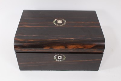 Lot 830 - Early Victorian coromandel domed top needlework box