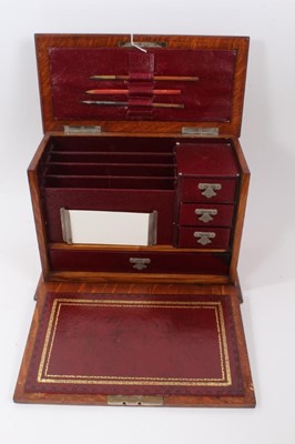 Lot 829 - Edwardian honey oak desk top stationery cabinet