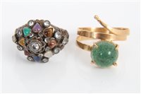 Lot 3282 - Thai gem set pagoda ring and a Chinese yellow...