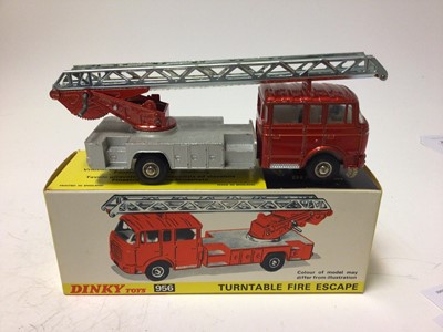 Lot 2030 - Dinky Supertoys fire engine with extending ladder No. 955 boxed plus Dinky turntable fire escape No. 956 boxed (2)