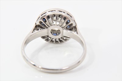 Lot 458 - Art Deco style diamond and sapphire halo cluster ring