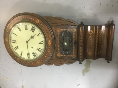 Lot 62 - Victorian rosewood and inlaid drop dial wall clock