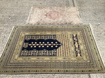 Lot 931 - Eastern rug on blue and Beije ground and one other 182x120cm, 135x85cm