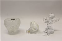 Lot 2084 - Lalique glass bear, signed, Lalique glass...