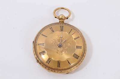 Lot 3 - 19th century Swiss 18ct gold cased fob watch