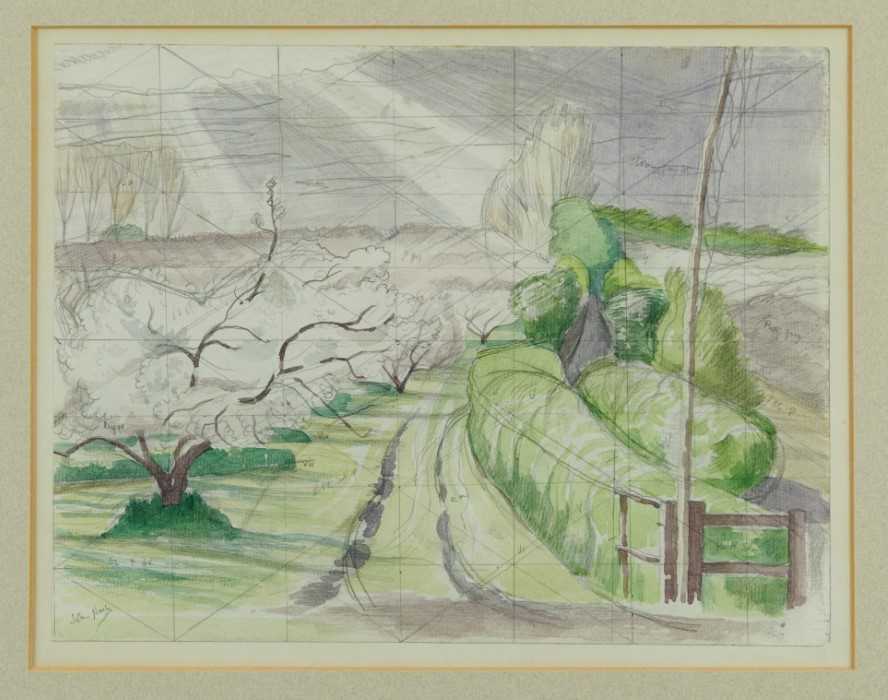 Lot 1073 - *John Northcote Nash (1893-1977) watercolour with pencil notes