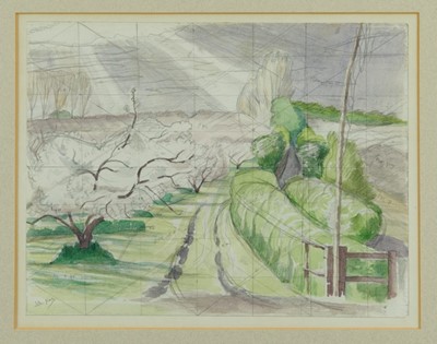 Lot 1073 - *John Northcote Nash (1893-1977) watercolour with pencil notes