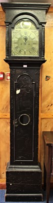 Lot 716 - Frans De La Balle, London, Mid-18th century 8-day lacquered longcase, pendulum and two weights