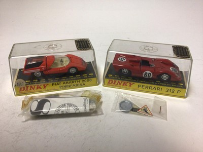 Lot 2138 - Dinky French Issue Ferrari 312P No 1432, Fiat Arbath 2000 Pininfarina No 1430, VW/Porsche 914 Sports Car No 208, all boxed (3)
