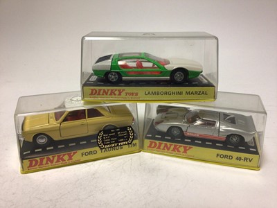 Lot 2139 - Dinky Ford 40-RV No 132, Ford Taurus No 17M No 154, Lamborghini Marzal No 189, all boxed