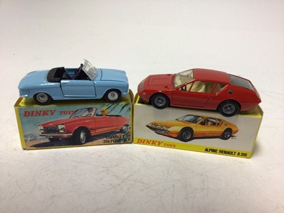 Lot 2145 - Dinky French Issue Alpine Renault A310 No 1411, Cabriolet 204 Peugeot No 511, both boxed (2)