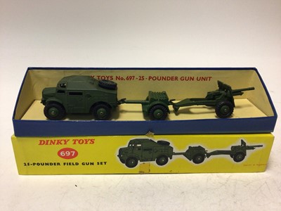 Lot 2175 - Dinky a pair of 25-pounder Field Gun sets No 697, both boxed (2)