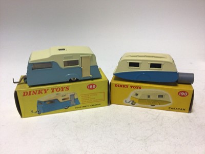 Lot 2182 - Dinky Caravan no 190, Four Berth Caravan No 188, Healey Sports Boat on Trailer No 796, all boxed (3)