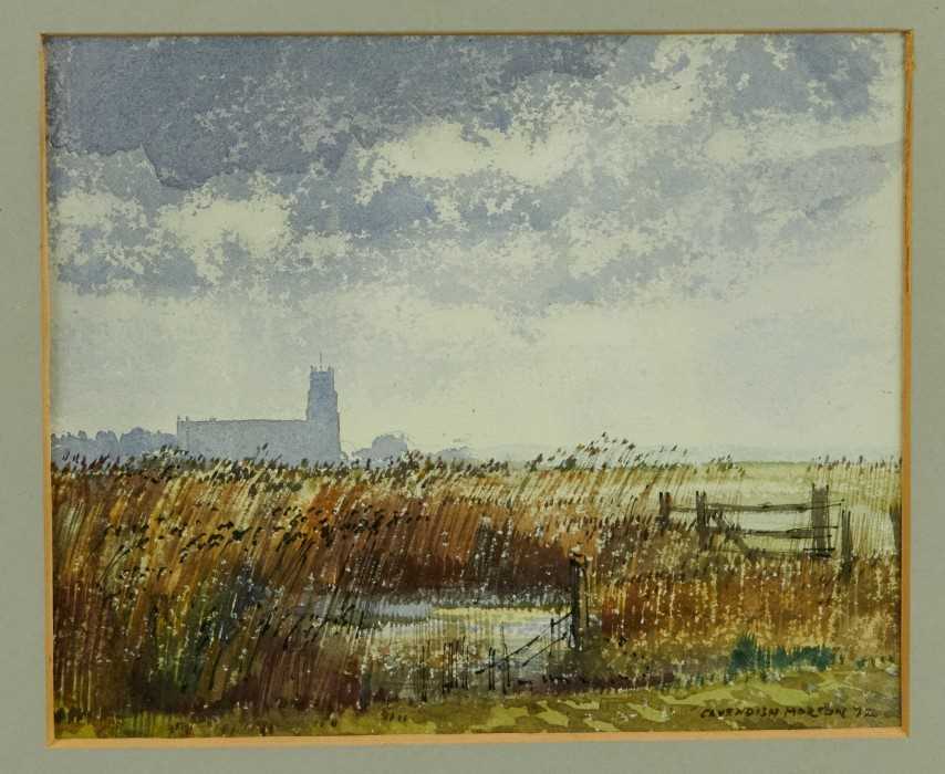 Lot 1083 - *Cavendish Morton (1911-2015) watercolour - Blythburgh Church, signed and dated '72, 17 x 20cm, glazed frame