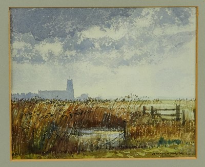 Lot 1083 - *Cavendish Morton (1911-2015) watercolour - Blythburgh Church, signed and dated '72, 17 x 20cm, glazed frame