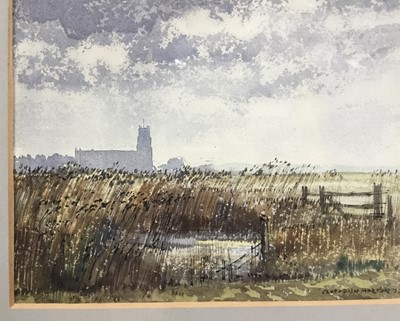 Lot 1083 - *Cavendish Morton (1911-2015) watercolour - Blythburgh Church, signed and dated '72, 17 x 20cm, glazed frame