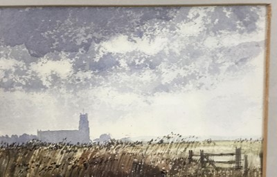 Lot 1083 - *Cavendish Morton (1911-2015) watercolour - Blythburgh Church, signed and dated '72, 17 x 20cm, glazed frame