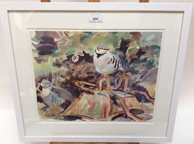 Lot 209 - Peter Partington (b.1941) watercolour - Partridges, signed, 29cm x 37cm, in glazed frame