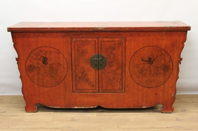 Lot 1530 - Chinese red lacquered cabinet