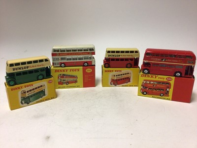 Lot 2240 - Dinky Double Deck Bus (Both Red & Green issues) Routemaster Bus No 289, Leyland Atlantean Bus No 292, all boxed (4)