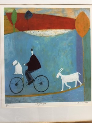 Lot 120 - Annara Spence (b. 1963) lithograph, Walking the goat, signed and numbered 6/250, 45 x 42cm, glazed frame