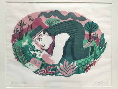 Lot 151 - Claire Curtis (Contemporary) colour linocut, David Douglas, signed and dated '99, inscrinbed as titled and numbered 4/16, image 28 x 42cm, glazed frame