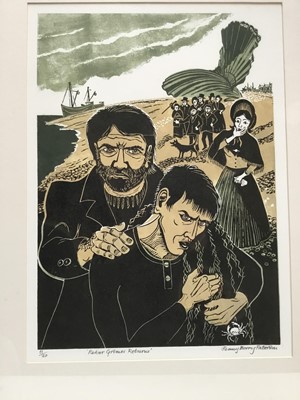 Lot 142 - Penny Berry Patterson (1941-2021) colour linocut, Peter Grimes Returns, signed titled and numbered 11/20, 48 x 31cm