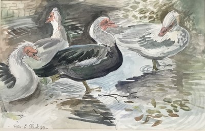 Lot 160 - Peter E Clarke (Contemporary) watercolour, Kersey water splash, signed,  33 x 54cm, glazed frame