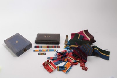 Lot 704 - First World War period Garrard & Co Distinguished Service Cross (D.S.O.) fitted case together with another fitted medal case and a collection of various medal ribbons formerly belonging to Lieutena...