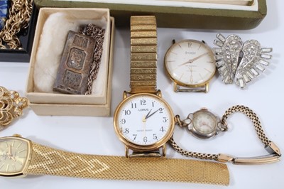 Lot 44 - Vintage costume jewellery including 9ct gold chain with two 9ct gold cross pendants