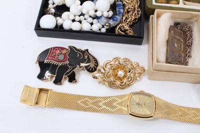 Lot 44 - Vintage costume jewellery including 9ct gold chain with two 9ct gold cross pendants