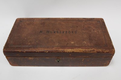 Lot 2366 - Good quality Victorian leather case stamped H. Hungerford with Brama lock