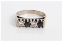 Lot 3222 - White gold (18ct) four stone diamond and...