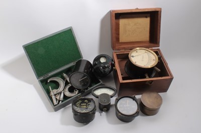 Lot 867 - Second World War British Aircraft Altimeter with Air Ministry stamp to reverse, together with an Airspeed Gauge by Kollsman