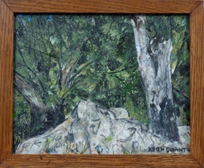 Lot 1139 - *Keith Grant (b.1930) oil on canvas - Entrance to a Dry Grove, signed, framed, 21cm x 26cm 
Provenance:  Chris Beetles Ltd, London